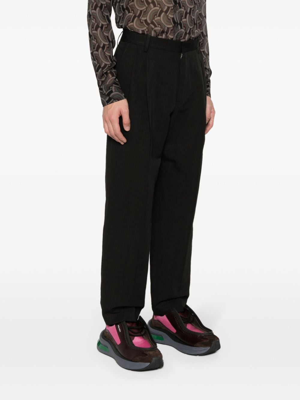 tailored slim-fit trousers man black in wool - DRIES VAN